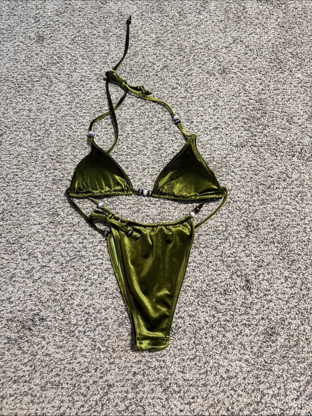Olive velvet green bikini